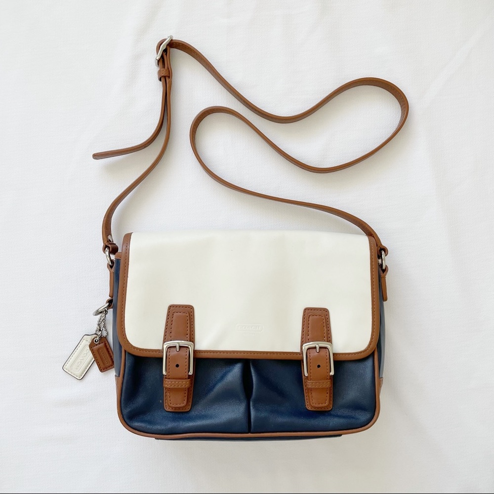 Coach color block leather crossbody bag